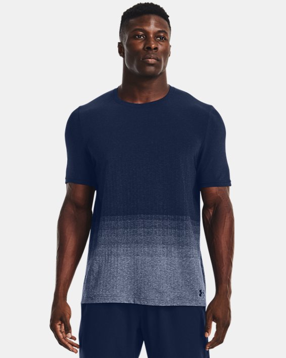 Men's UA Seamless Lux Short Sleeve in Blue image number 0